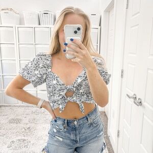 NEW Intermix Paisley Crop Top Linen